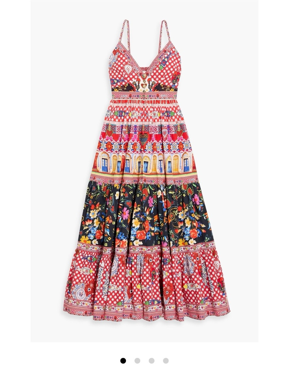 Camilla Red Multi Floral & Tile Print Maxi Dress Folk Fabulous size Small